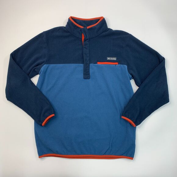 Columbia Fleece Sweater Mens L Large Blue Mountain Side Colorblock 1/2 Zip - Picture 2 of 12